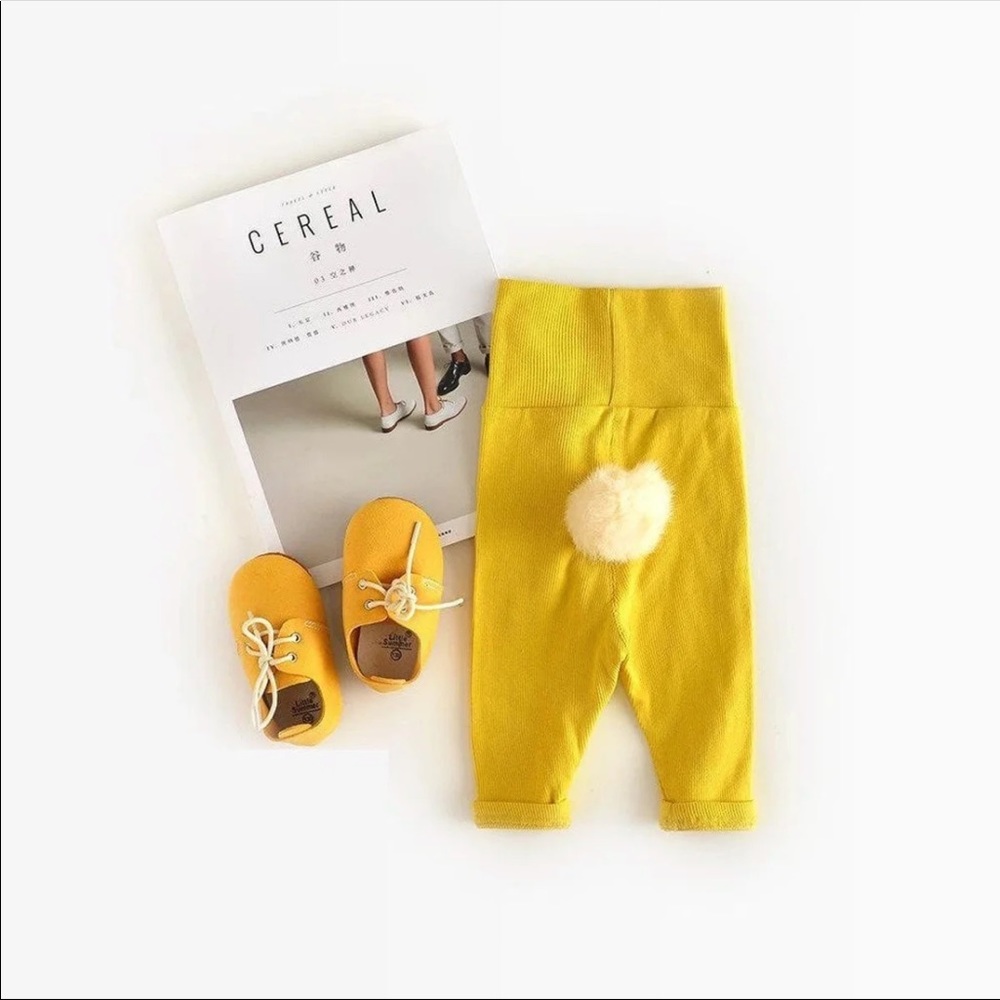 Baby Girl Bunny Tail Pants - Yellow